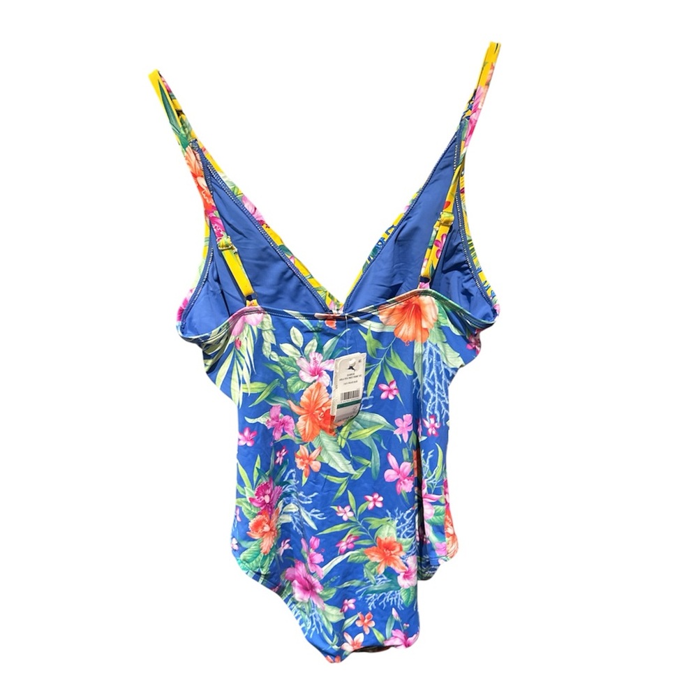 NWT Tommy BAHAMA Pearl Underwire Twist-Front One-Piece Swimsuit Palace Blue 16 - Picture 3 of 8